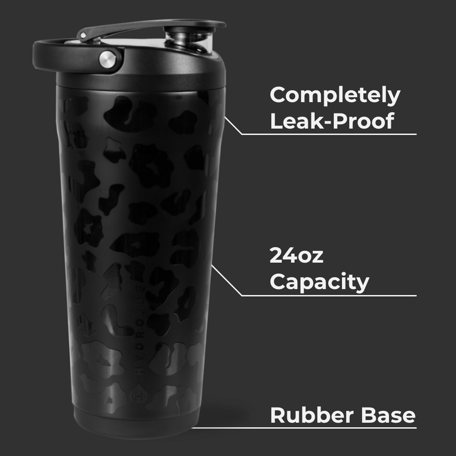 HydroJug Insulated Shaker Bottle 24oz – Black Leopard